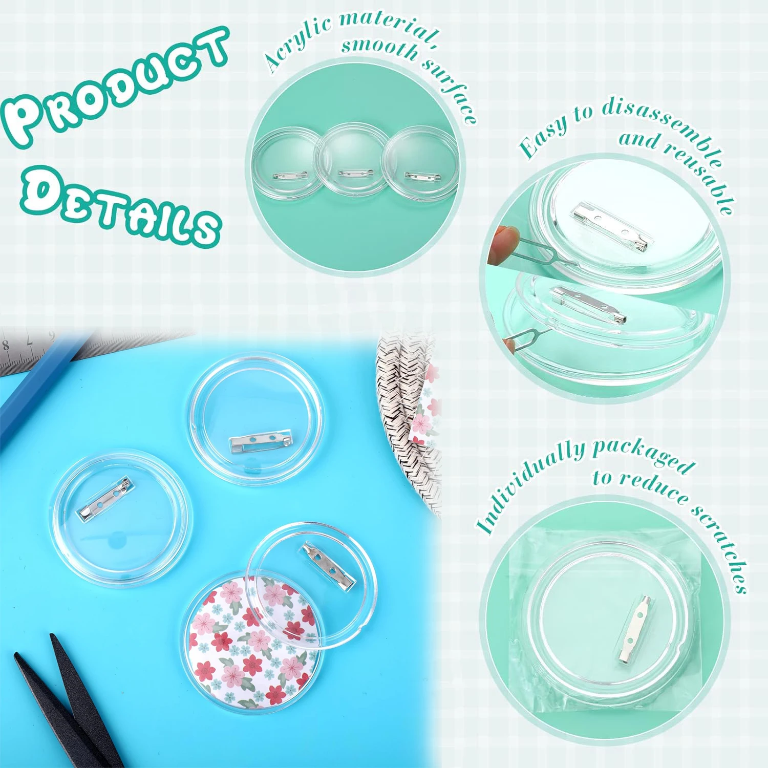 5-20PCS Buttons Blanks with Pi - مراجعة Button Badge Blank وسعره