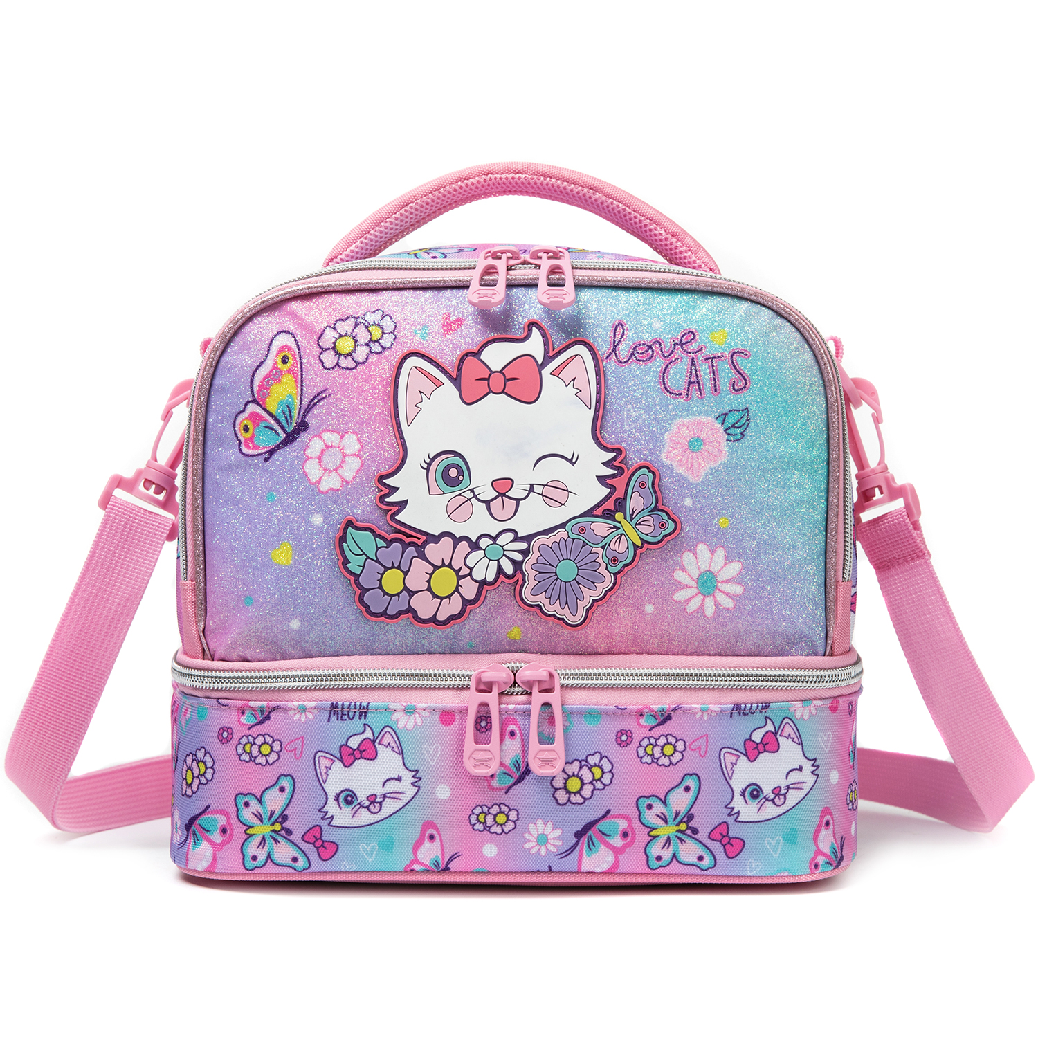 Cute Cat Print Glitter Double  - مراجعة Tote Bag Sublimation وسعره