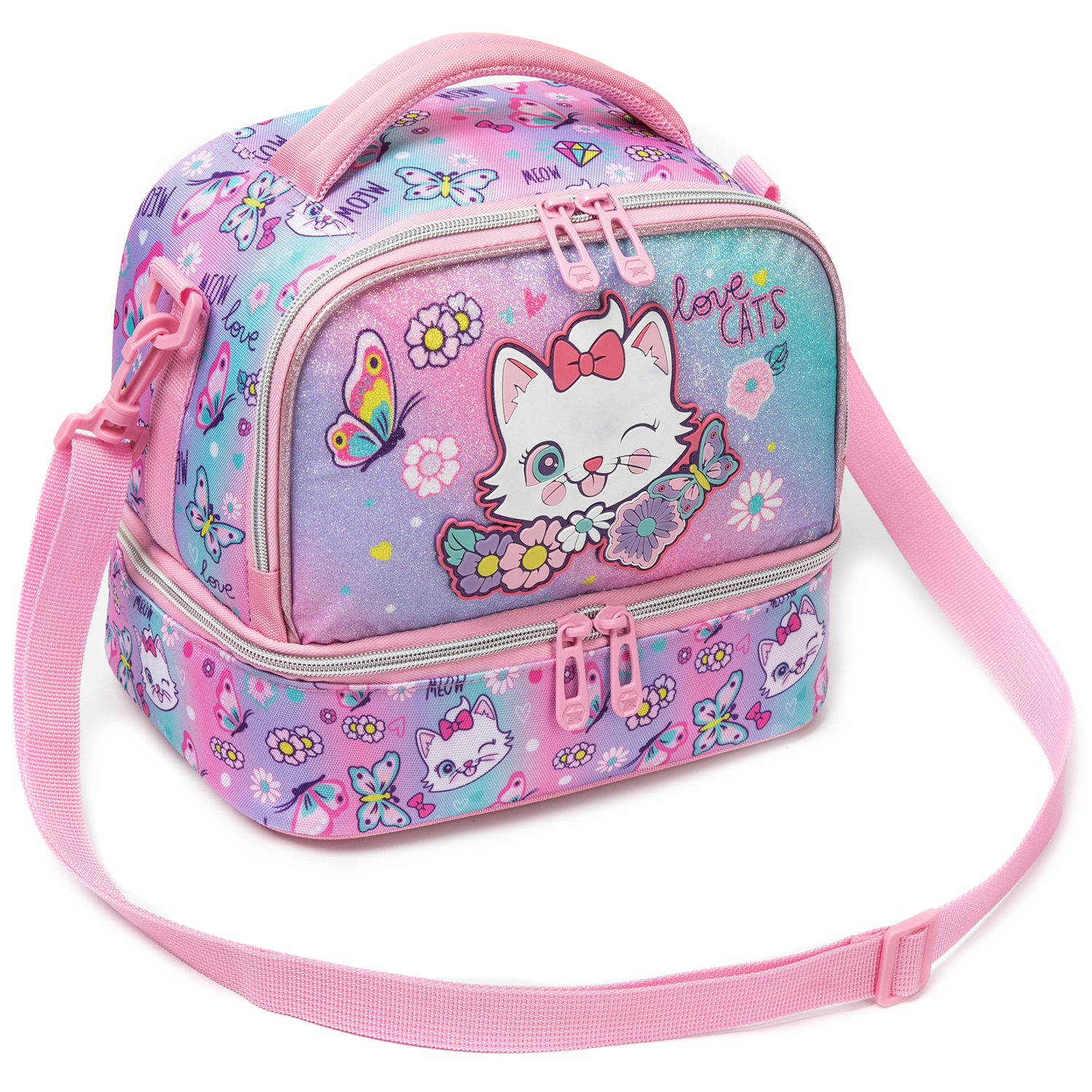 Cute Cat Print Glitter Double  - مراجعة Tote Bag Sublimation وسعره