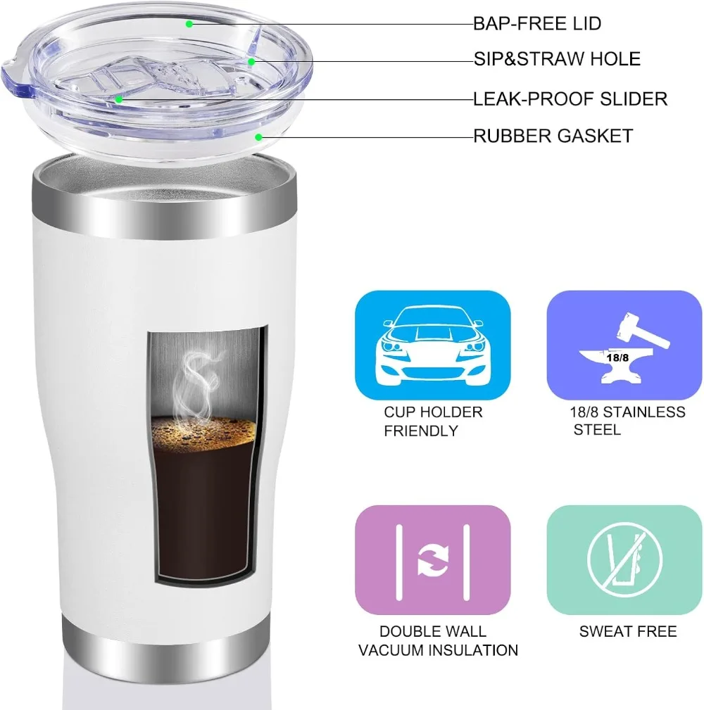 20oz Stainless Steel Tumbler w - مراجعة Tumbler 20Oz White وسعره