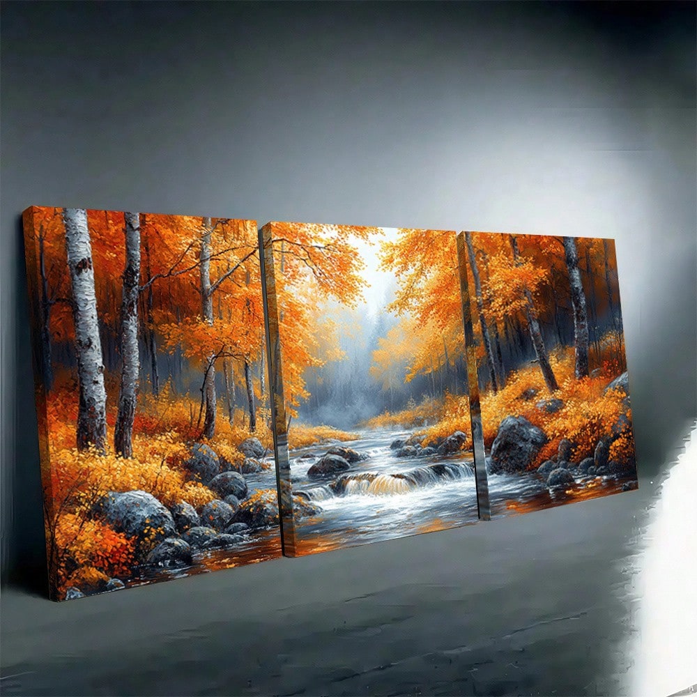 2D Flat, 3pcs Set Vibrant Autu - مراجعة Canvas Wrap Ready وسعره