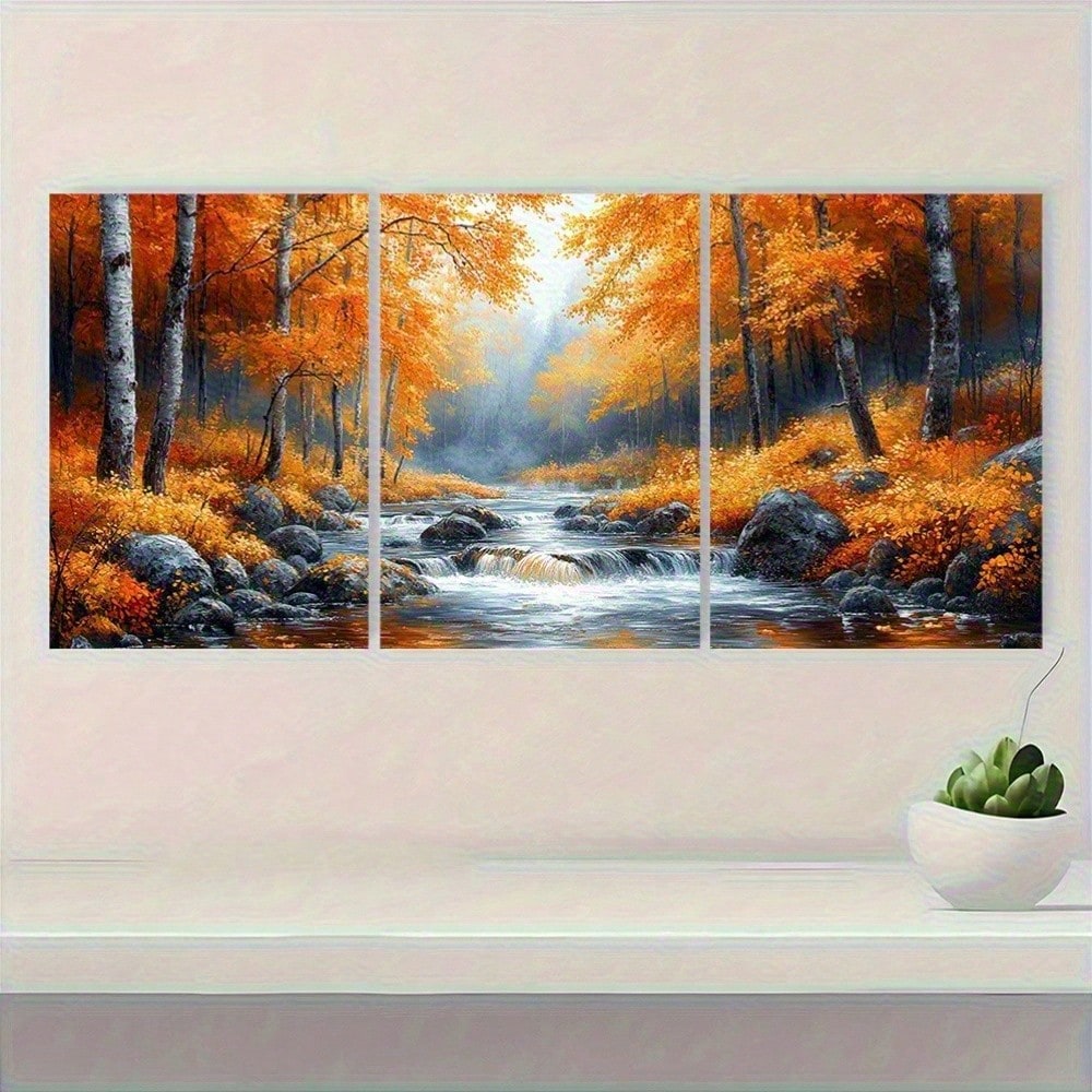 2D Flat, 3pcs Set Vibrant Autu - مراجعة Canvas Wrap Ready وسعره
