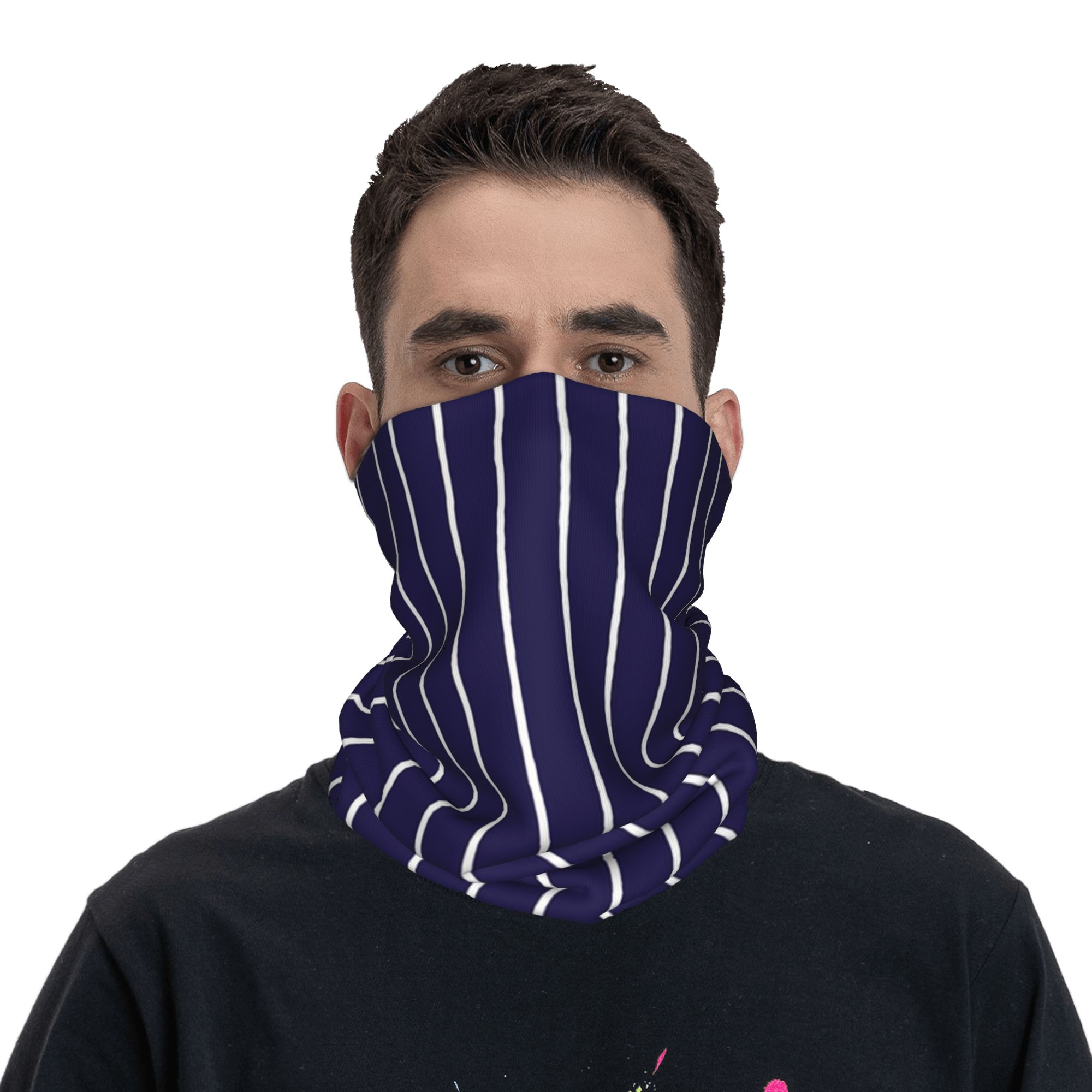 Navy Blue and White stripes Pi - مراجعة Bandana Blank White وسعره