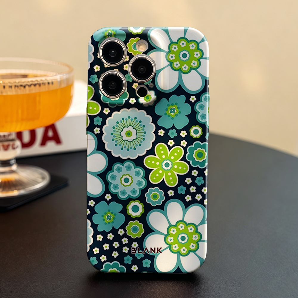 Blue and Green Floral Print Fo - مراجعة Phone Case Blank Print وسعره