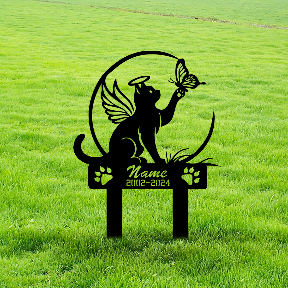 Cat Garden Stake - Metal Cat w - مراجعة Yard Sign Blank وسعره