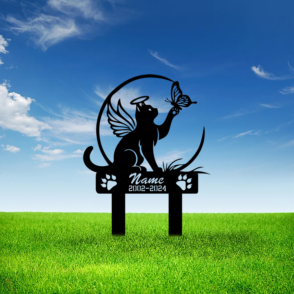 Cat Garden Stake - Metal Cat w - مراجعة Yard Sign Blank وسعره