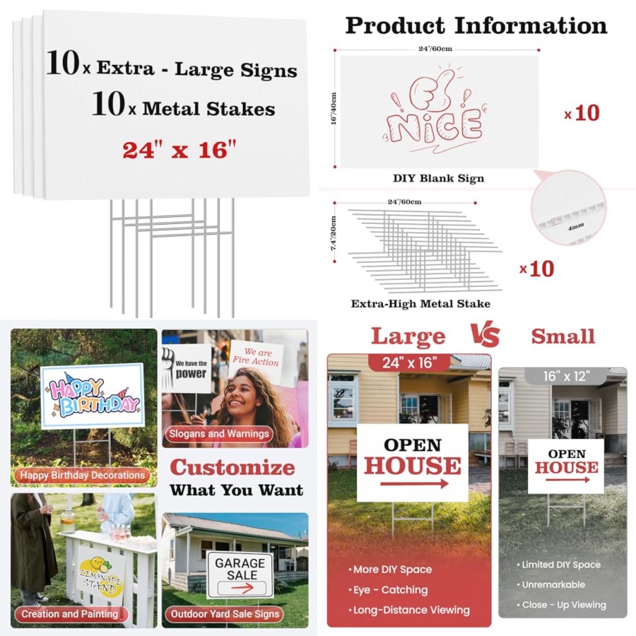 Blank Yard Signs with Stakes,  - مراجعة Yard Sign Blank وسعره